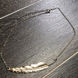 Golden Feather Quill Statement Necklace